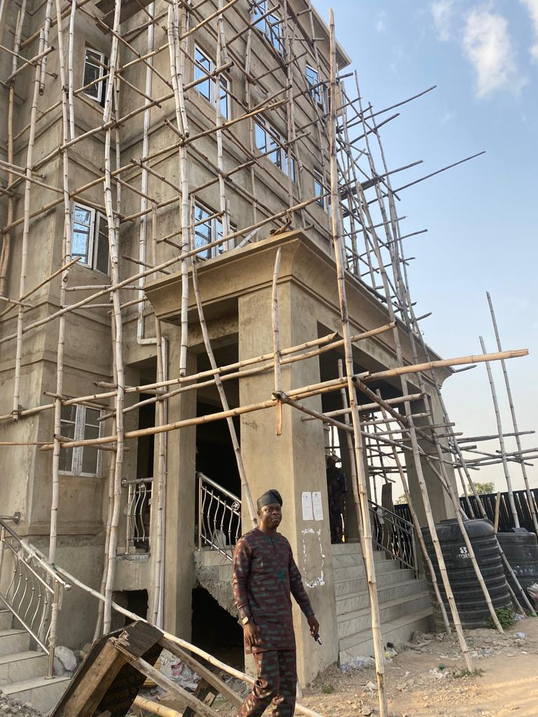 Commercial construction site with structural work